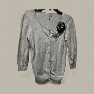 Caslon Gray Women's Sweater with Floral Detail, S